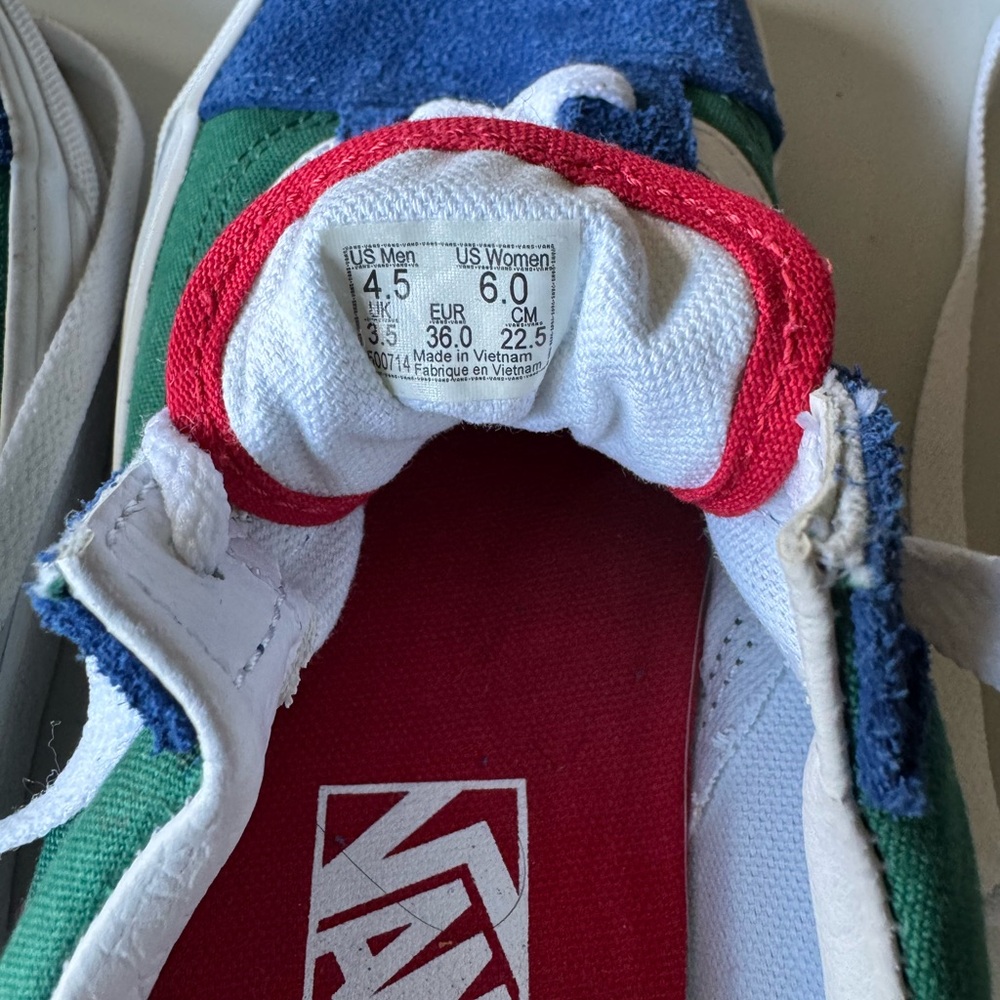 Vans Women’s Old Skool Colorblock Sneakers – Blue, Green, Red & Yellow, Size 6 - Picture 5 of 5
